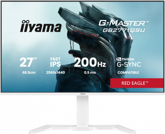 IIYAMA Monitor  27 cali GB2771QSU-W1 QHD,Fast IPS,200Hz,HAS (150) PIVOT,     2xUSB 3.2, 2xUSB C, 0,5ms, 2xHDMI, DP, 350cd,Adaptive G-SYNC - 2560 x 1440    @4 - GB2771QSU-W1