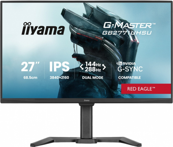 IIYAMA Monitor 27 cali GB2771UHSU-B1 4K 144Hz FHD 288Hz, 450cd, 2x2W, HAS 150, PIVOT - GB2771UHSU-B1