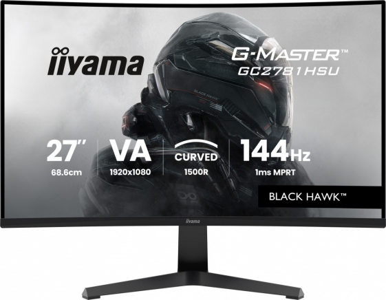 IIYAMA Monitor 27 cali GC2781HSU-B1 VA, FHD, 144Hz, 1ms, 2xUSB, 1500R, 350 cd, 4000:1, HDMI, DP, FreeSync -1920x1080 (48-144Hz), 2x2W - GC2781HSU-B1