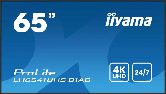 IIYAMA Monitor 65 cali LH6541UHS-B1AG VA,4K,24/7,LAN,USB,HDMI,500cd/m2,     Haze(25%),2x10W,Pion/Poziom  - LH6541UHS-B1AG