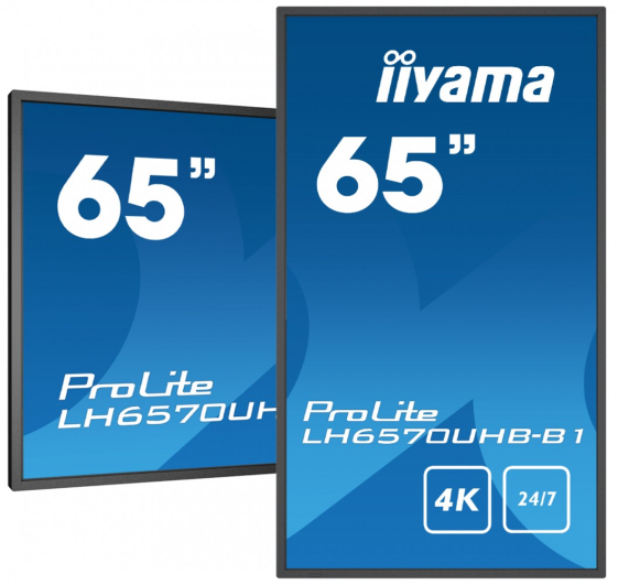 IIYAMA Monitor 65 cali LH6570UHB-B1 4K, 24/7, Android, 700cd, VA, Pion, Slime line - LH6570UHB-B1
