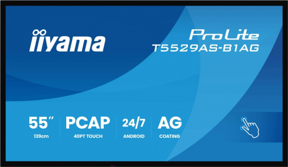 IIYAMA Monitor 55 cali T5529AS-B1AG VA,4K,HDMIx2,USB-C,RJ45,2x10W,WiFi,     Android 14, Signal FailOver, Whiteboard, iiSignage2 (CMS), iiControl (DMS),   iiS - T5529AS-B1AG