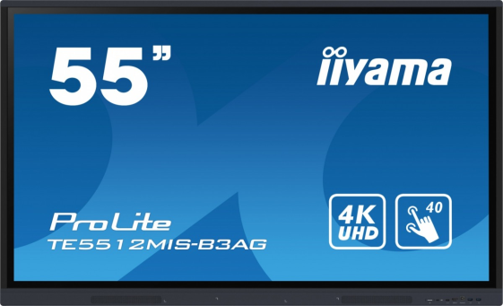 IIYAMA Monitor interaktywny 55 cali TE5512MIS-B3AG INFRARED,40pkt,IPS,4K,7H,WiFi,VGA,HDMI, USB-c,Wifi,Bluetooth,metal,8ms - TE5512MIS-B3AG