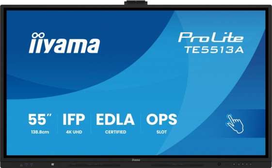 IIYAMA Monitor 55 cali ProLite TE5513A-B3AG INFRARED,40pkt,IPS,4K,500cd,1200:1,8ms  WiFi,USB, ANDROID 14, Google EDLA,2x20W, uchwyt ścienny - TE5513A-B3AG