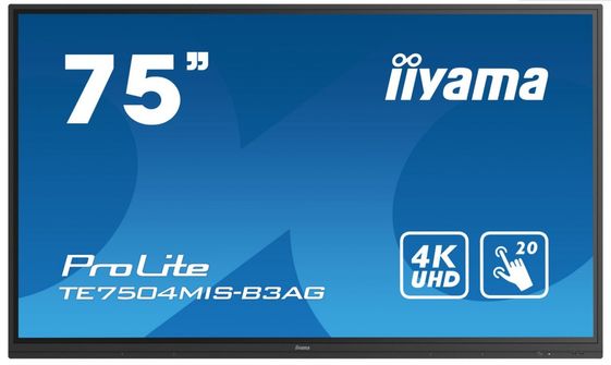IIYAMA Monitor wielkoformatowy 74.5 cala TE7504MIS-B3AG INFRARED,4K,IPS,24/7,WiFi,7H,OPS SLOT  - TE7504MIS-B3AG