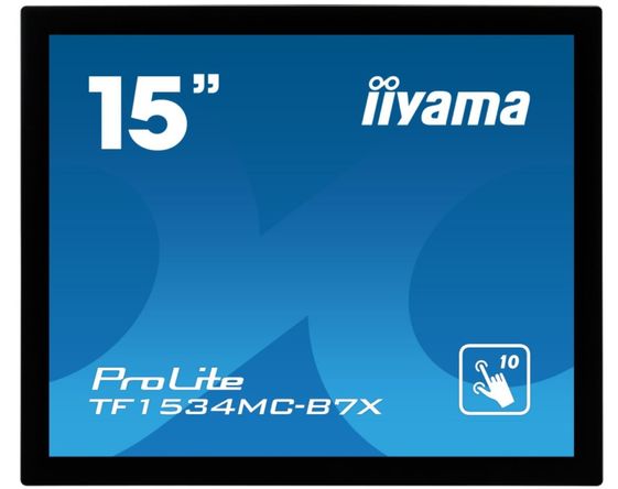 IIYAMA Monitor 15 cali TF1534MC-B7X TN,10 punktów dotykowych, HDMI, DP, 4:3, P65, 7H, USB  - TF1534MC-B7X