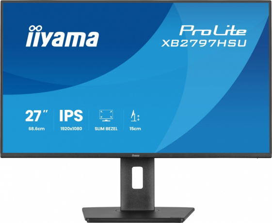 IIYAMA Monitor ProLite 27 cali XB2797HSU-B1 IPS,FHD,HDMI,DP,120Hz,2xUSBv3.2,        2xUSB-C, 350 CD, 2x2W, HAS 150/PIVOT - XB2797HSU-B1