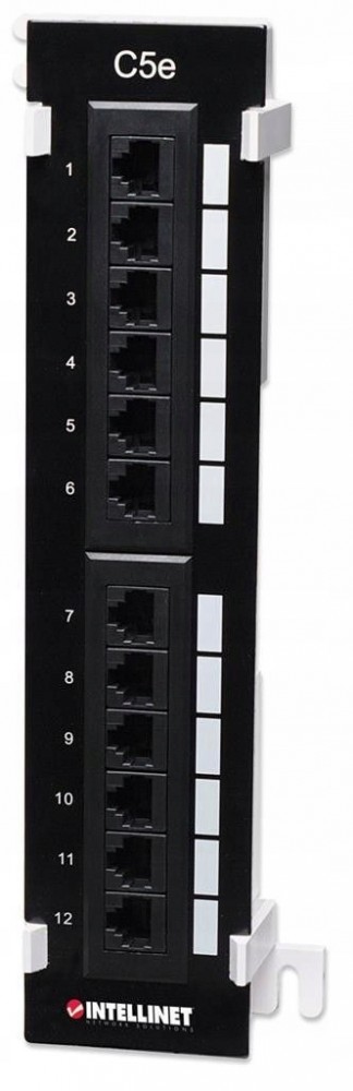 INTELLINET Patch panel naścienny 12 portów UTP kat.5e czarny - 162470