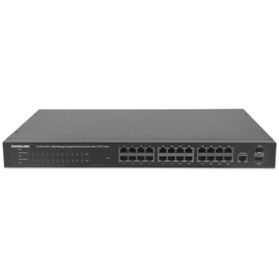 Przełącznik  Intellinet Gigabit 24x 10/100/1000 RJ45 POE+ 2x SFP MANAGED  - 560559