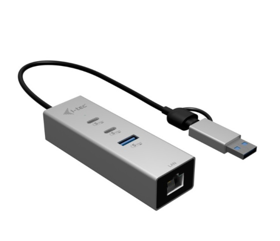 I-TEC Hub metalowy USB-C/USB-A 3 2x USB-C/1x USB-A / 2.5GLAN  - CAMETALG325HUB