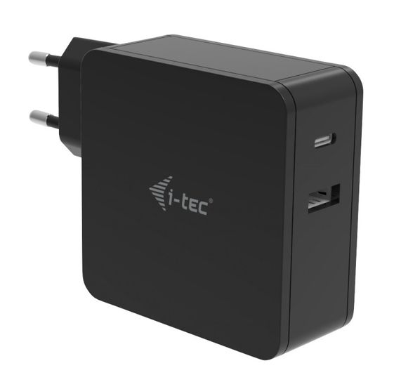 I-TEC Uniwersalny zasilacz sieciowy USB-C  60W Power Delivery,   1x USB-C port 60W, 1x USB-A port 12W - CHARGER-C60WPLUS