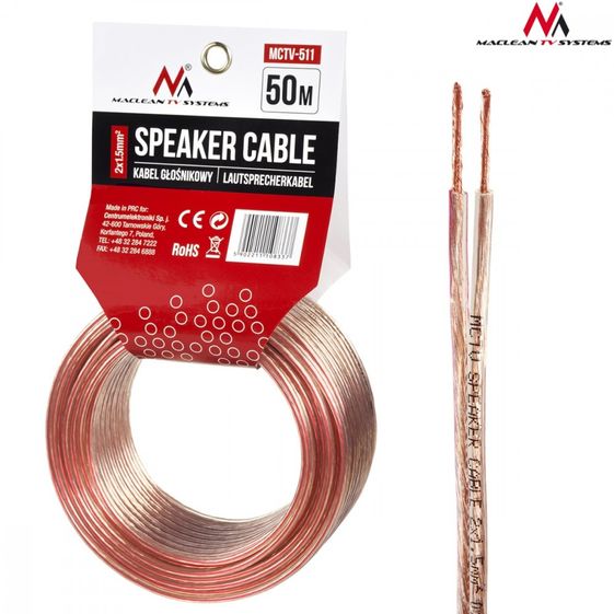 MACLEAN Kabel głośnikowy 50m MCTV-511 2x1.5mm2 - MCTV-511