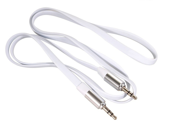 MACLEAN Przewód  jack 3.5mm, płaski 1m, metalowy wtyk, MCTV-694 W Biały - MCTV-694 W