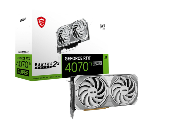 MSI Karta graficzna GeForce RTX 4070 Ti SUPER 16G VENTUS 2X OC 256b biała - 4070 Ti SUPER 16G VENTUS 2X WHITE OC