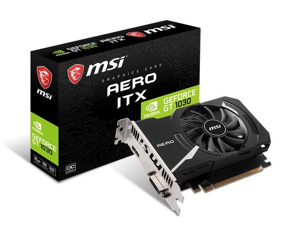 MSI Karta graficzna GeForce GT 1030 OC 2GB DDR4 64BIT HDMI/DVI - GeForce GT 1030 AERO ITX 2GD4 OC
