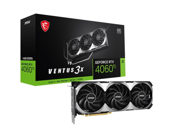 MSI Karta graficzna GeForce RTX 4060 Ti Ventus 3X 16G OC GDDR6 128bit 3DP - GeForce RTX 4060 Ti VENTUS 3X 16G OC