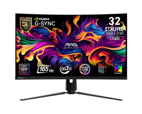 MSI Monitor 31.5 cala MAG 321CUP QD-LED/UHD/Curved/165Hz/czarny - MAG 321CUP QD-OLED