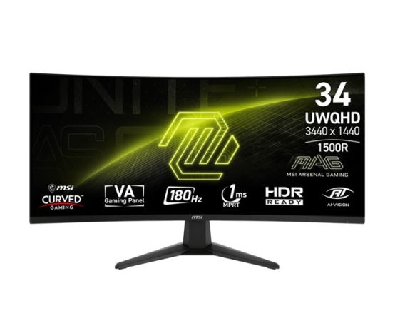 MSI Monitor MAG 346CQ 34 cale/LED/UWQHD/Curved/180Hz/czarny - MAG 346CQ