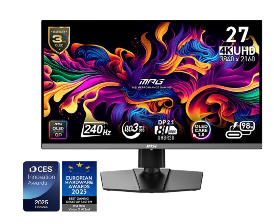 MSI Monitor MPG 272URX QD-OLED LED/UHD/FLAT/240Hz/26.5cala/Black  - MPG 272URX QD-OLED
