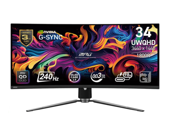 MSI Monitor MPG 341CQPX QD-OLED 34 cale/LED/UWQHD/Zakrzywiony/240Hz/Czarny - MPG 341CQPX QD-OLED