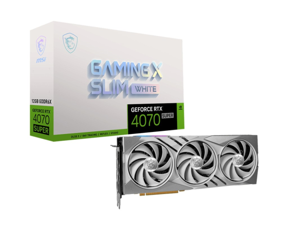 MSI Karta graficzna GeForce RTX 4070 SUPER 12G GAMING X SLIM GDDRX6 biała - RTX 4070 SUPER 12G GAMING X SLIM WHITE