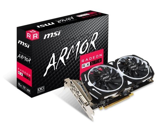 MSI Karta graficzna Radeon RX 570 ARMOR 8GB OC 256BIT GDDR5 HDMI/DVI-D/3DP - Radeon RX 570 ARMOR 8G OC