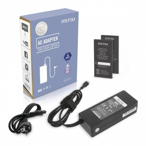 MITSU Zasilacz ładowarka do laptopa 100W USB-C 5V-9V-12V-15V/3A, 20V/5A PD - ZM/USBC100WB