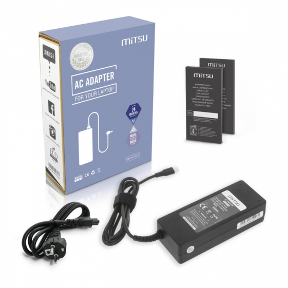 MITSU Zasilacz ładowarka do laptopa 90W USB-C 5V-9V-12V-15V/3A, 20V/4.5A PD - ZM/USBC90WB