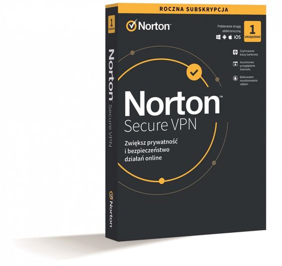 Oprogramowanie Norton Secure VPN PL 1 użytkownik,  1 urządzenie, 1 rok 21420123 - 21420123