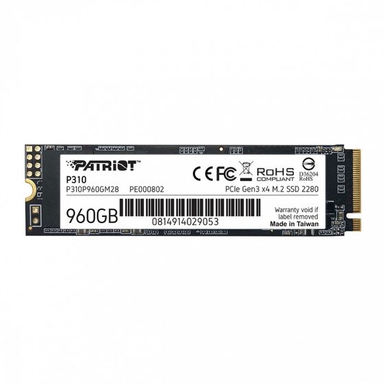 PATRIOT Dysk SSD P310 960GB M.2 2280 2100/1800 PCIe NVMe Gen3 x 4 - P310P960GM28