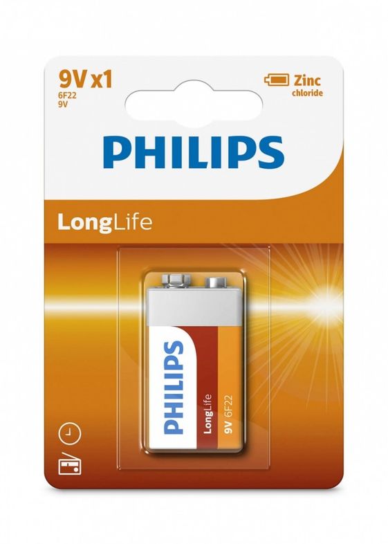 PHILIPS Bateria 6F22 9V LONGLIF E (1 SZT BLISTER) - Phil-6F22L1B/10