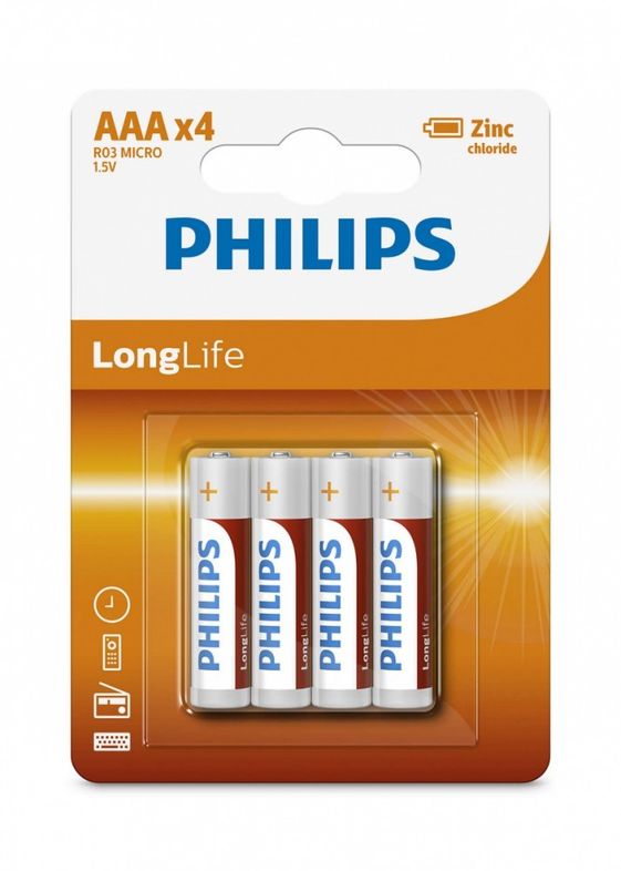 PHILIPS Bateria R03 AAA LONGLIF E (4 SZT BLISTER) - Phil-R03L4B/10
