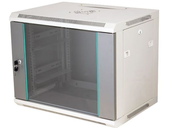 Q-LANTEC Szafka rack wisząca 19" 15U 600x450  - SW-15U-600-450-N-DSJ-OP-RP-B-S