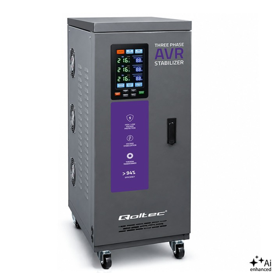 QOLTEC Trójfazowy stabilizator napięcia AVR | 30kVA | Dokładność +/-3%  - 51909
