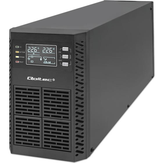 QOLTEC Zasilacz awaryjny UPS 2kVA | 2000W | Power Factor 1.0 | LCD | EPO| USB | On-line  - 52281