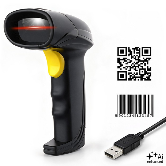 QOLTEC Czytnik kodów kreskowych 1D 2D | QR | EAN | USB  - 52754
