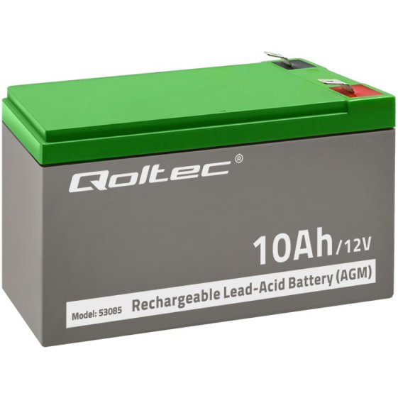 QOLTEC Akumulator AGM | 12V | 10Ah | Bezobsługowy | do UPS  - 53085