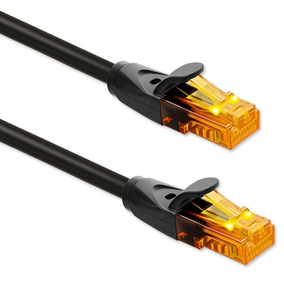 QOLTEC Kabel patchcord UTP | kat.6 | 2 x RJ-45 | High speed 1Gb/s | Pozłacane styki | 10m | Czarny  - 54563
