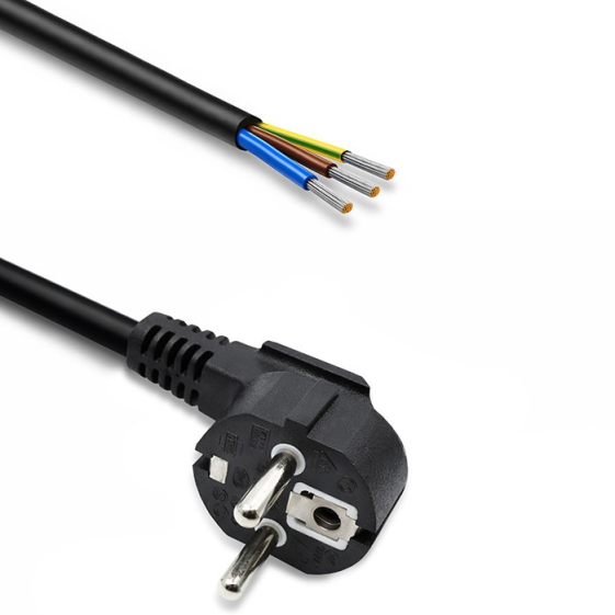 QOLTEC Kabel zasilający | wtyczka kątowa SCHUKO CEE 7/7 (E/F) | miedź Cu| odizolowany lutowany | 3x1.0mm2 | 1.8m  - 54608