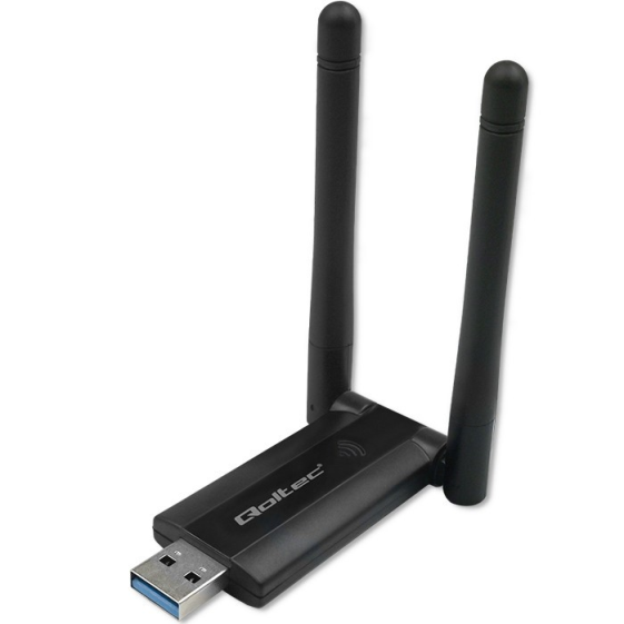 QOLTEC Szybki bezprzewodowy adapter USB DUAL Wi-Fi 2 x 2dBi | Standard  AC | USB 3.0 | 1200Mbps  - 56987