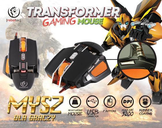 REBELTEC Gamingowa mysz optyczna USB TRANSFOMER - RBLMYS00029