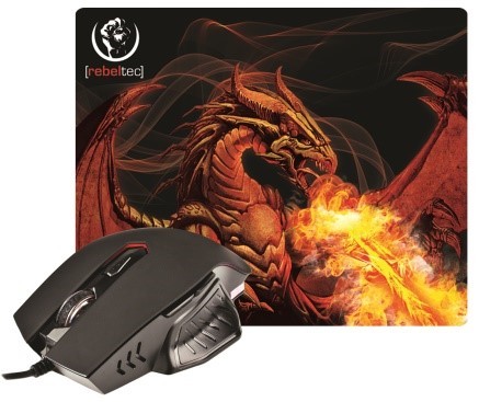REBELTEC RED DRAGON zestaw gamingowy mysz + podkładka - RBLMYS00036