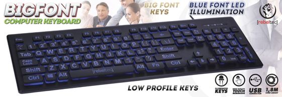 REBELTEC Klawiatura podświetlana BigFont - RECKLA00030
