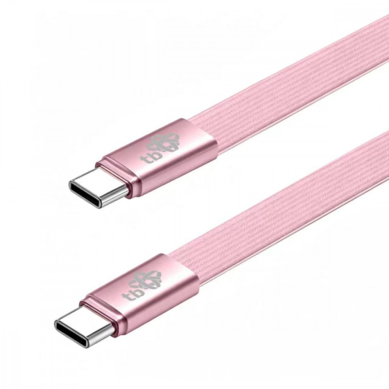 TB Kabel USB C - USB C 1m płaski pudrowy róż - AKTBXKUCCFLAT1P