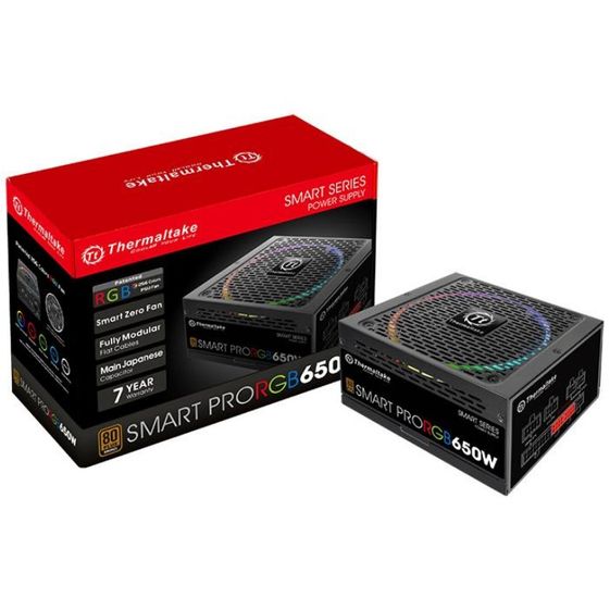 THERMALTAKE Zasilacz Smart Pro RGB 650W Modular (80+ Bronze, 4xPEG, 140mm, Single Rail)  - PS-SPR-0650FPCBEU-R