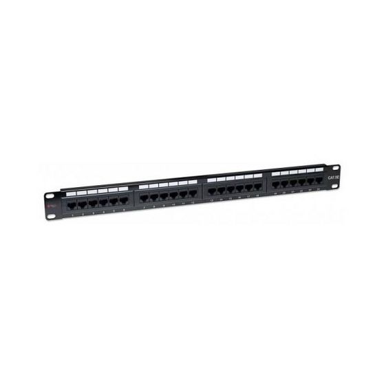 TECHLY Patch panel 1U UTP 24xR J45 Cat.5e, czarny - 022861