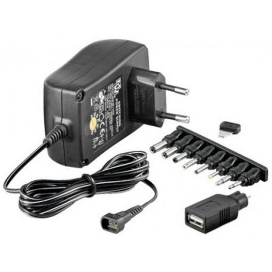 TECHLY Zasilacz sieciowy uniwersalny 3-12V, 1,5A 18W, 9 końcówek,      czarny - 301948