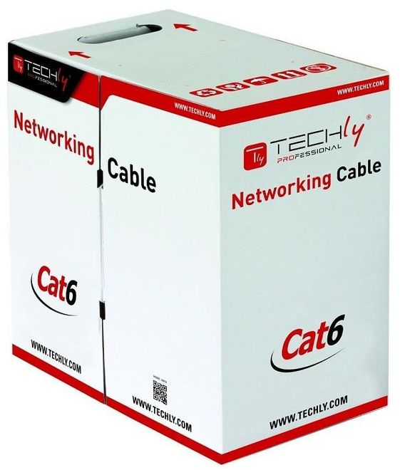 TECHLY Kabel instalacyjny skrętka UTP Cat6 4x2 drut 100% miedź  305m szary  - 305540