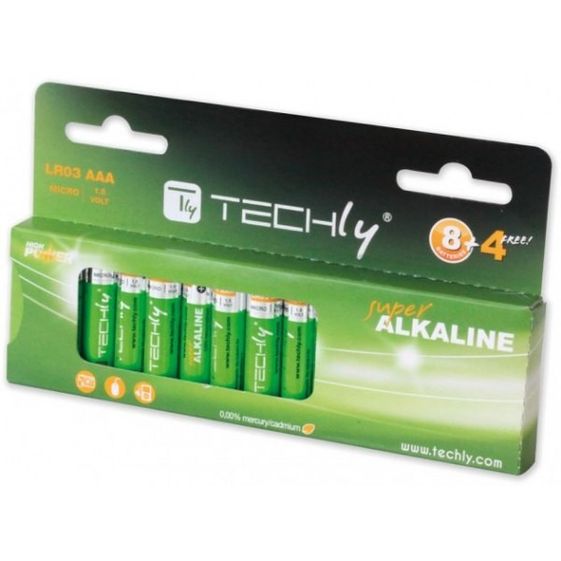 TECHLY Baterie alkaliczne LR03 AAA 12szt,(IBT-LR03T12B) - 307018