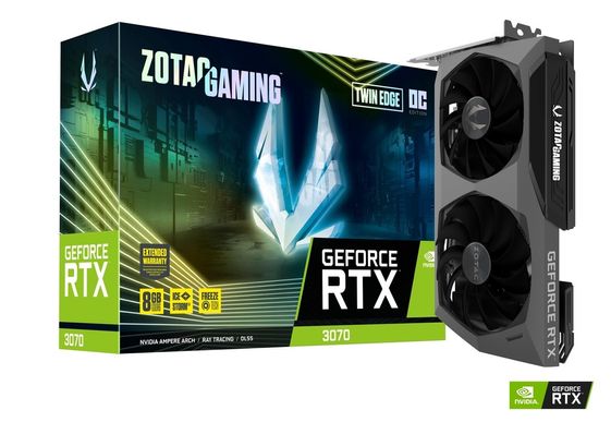 ZOTAC Karta graficzna RTX 3070 Twin Edge OC 8 GB GDDR6X 256bit 3DP/HDMI - ZT-A30700H-10P